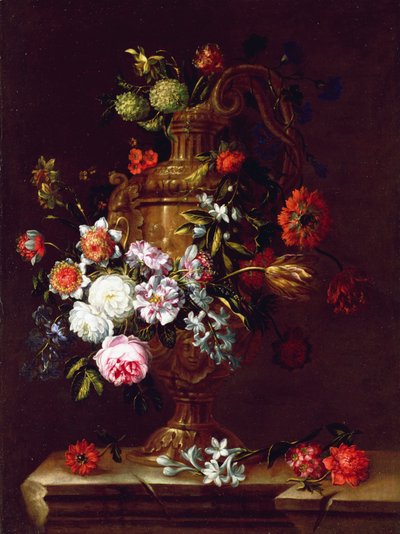 Stilleven van bloemen in een urn door Jean Baptiste Monnoyer